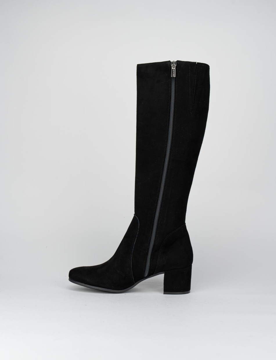 Botas de tacón alto tacón 5 cm negro ante