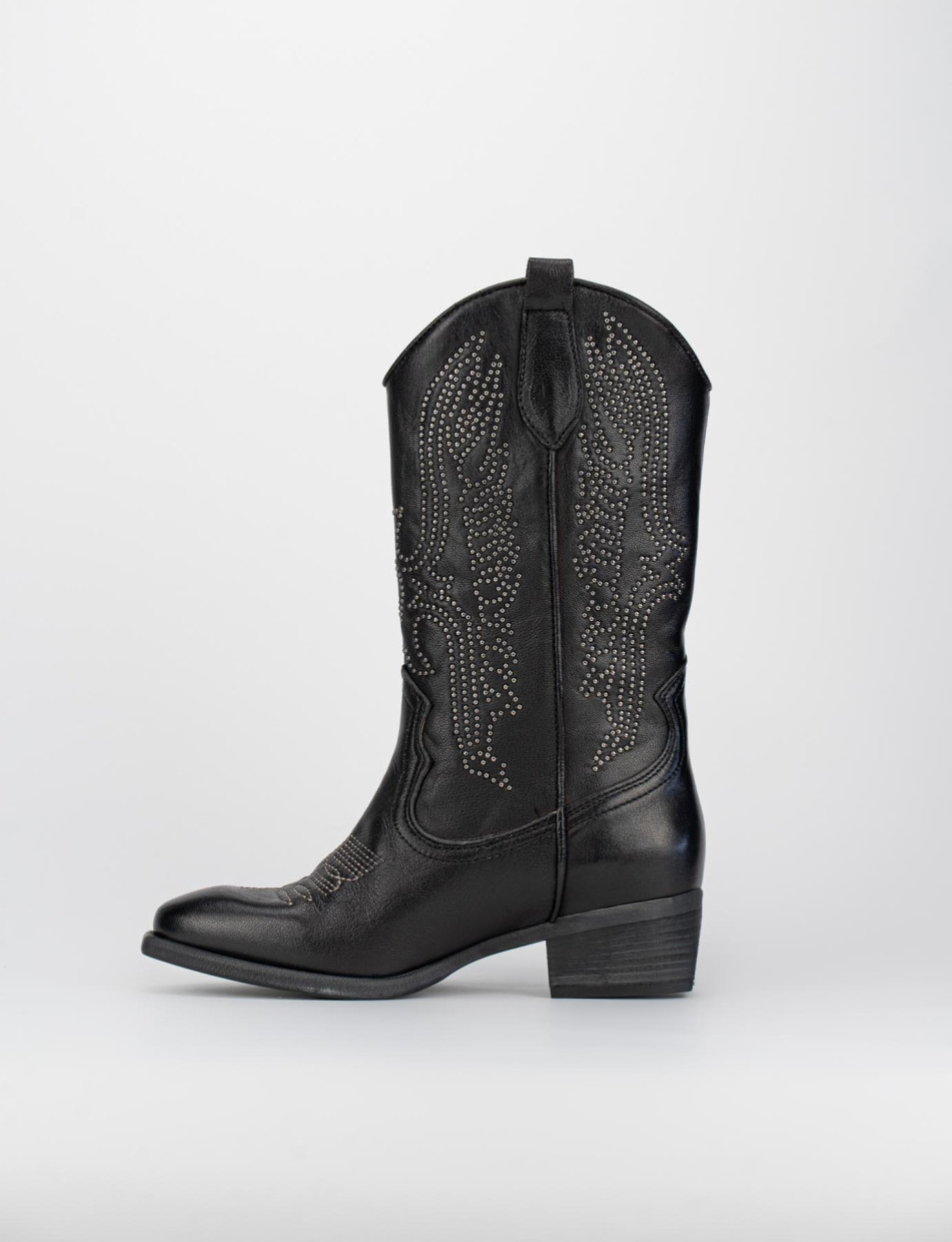 Outlet - mujer tacón 3 cm negro cuero
