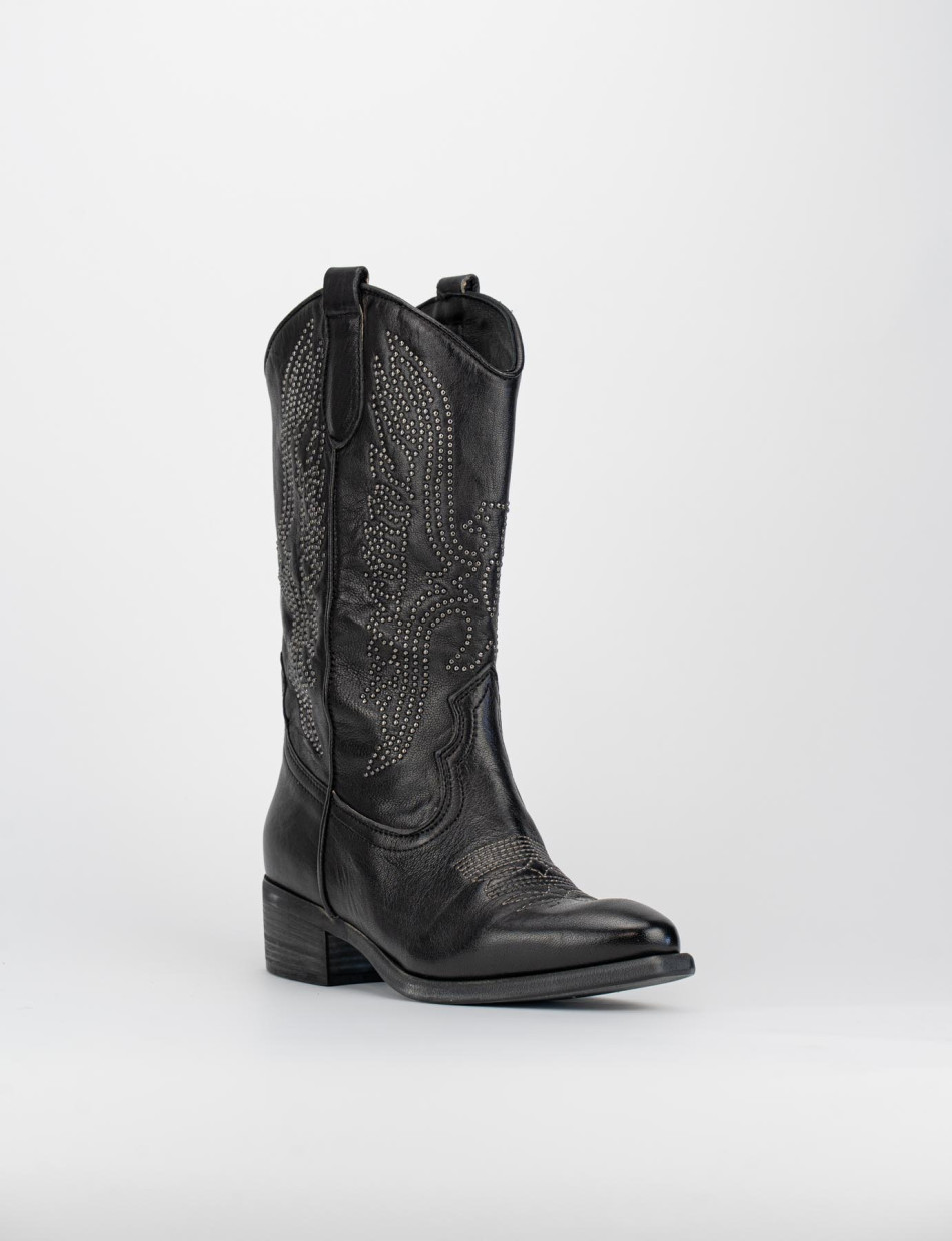 Outlet - mujer tacón 3 cm negro cuero