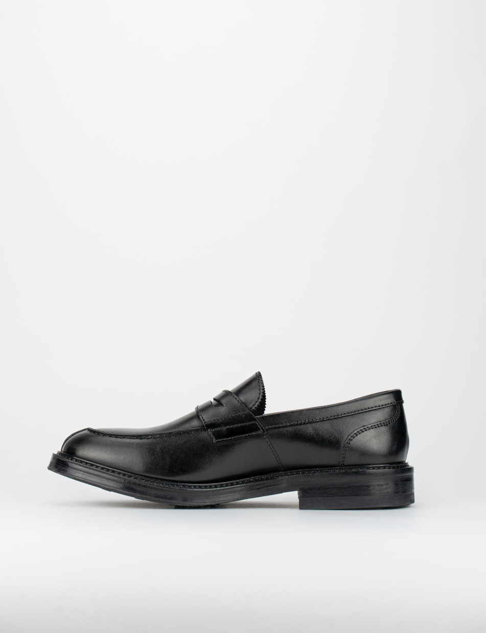 Mocasines tacón 1 cm negro cuero