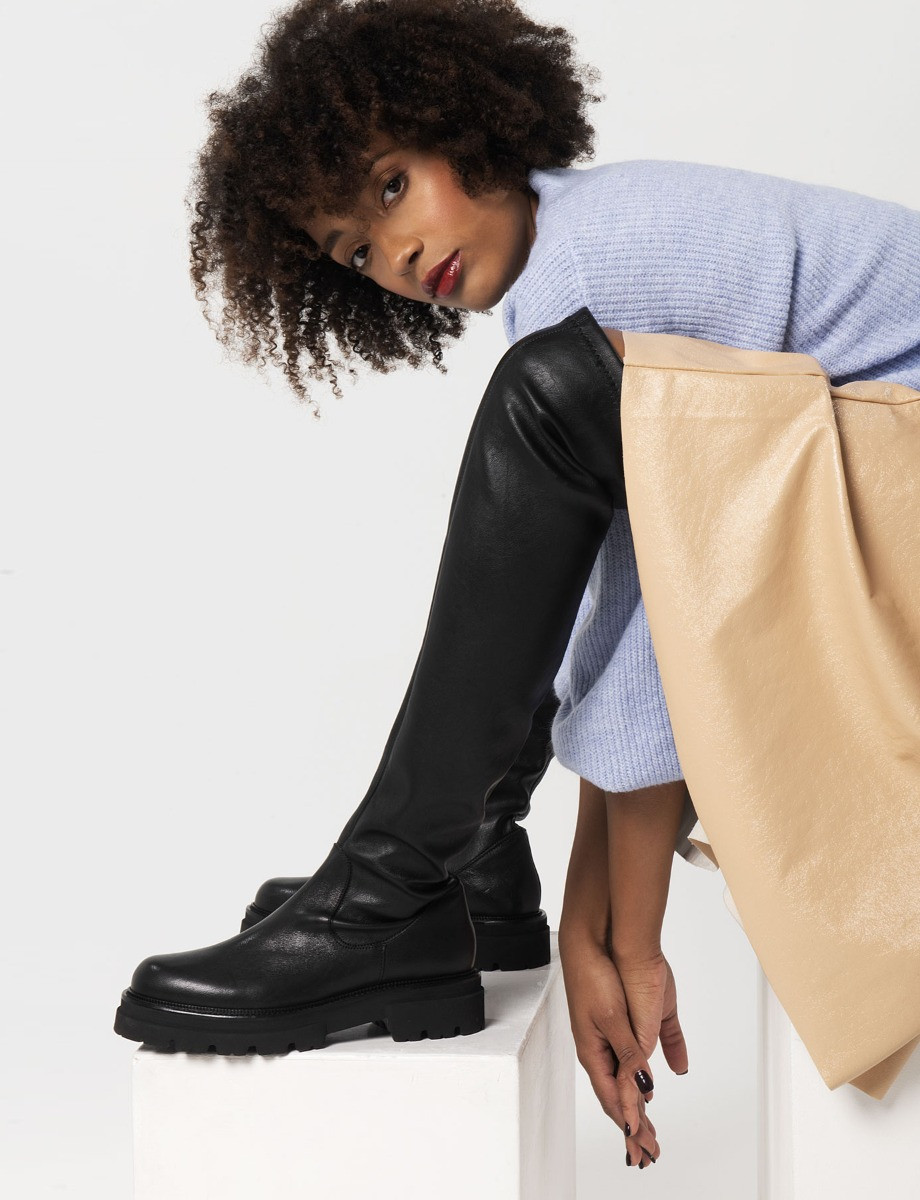 Outlet - mujer tacón 2 cm negro cuero