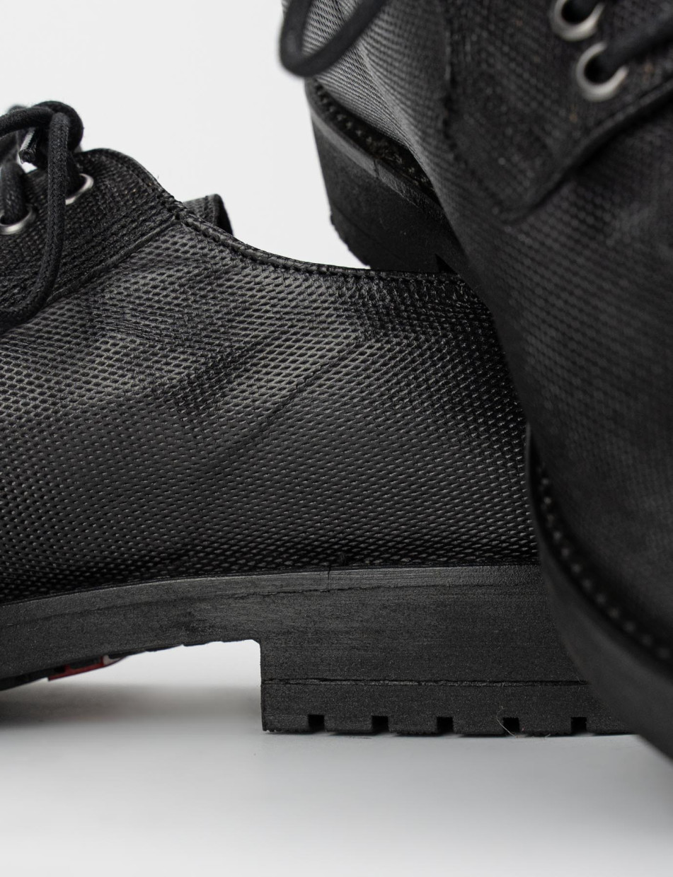 Zapatos de cordones tacón 1 cm negro cuero