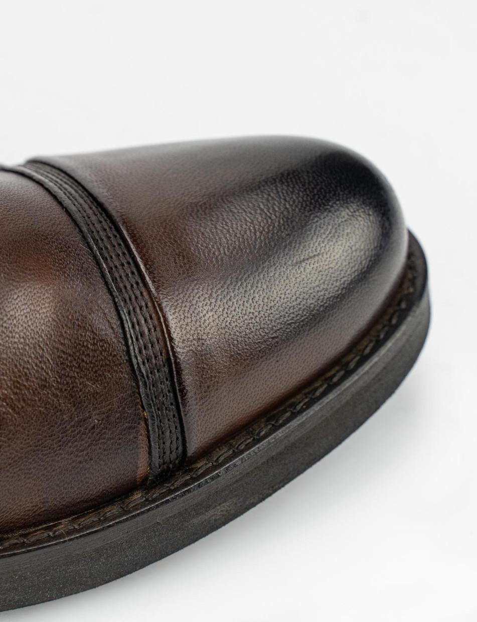 Combat boots heel 2 cm dark brown leather