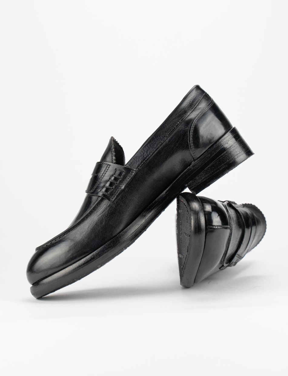 Mocasines tacón 2 cm negro cuero