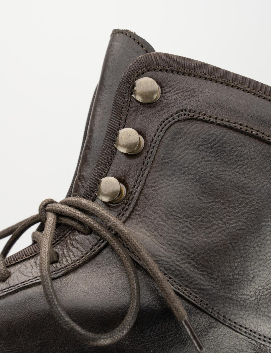 Combat boots heel 1 cm dark brown leather