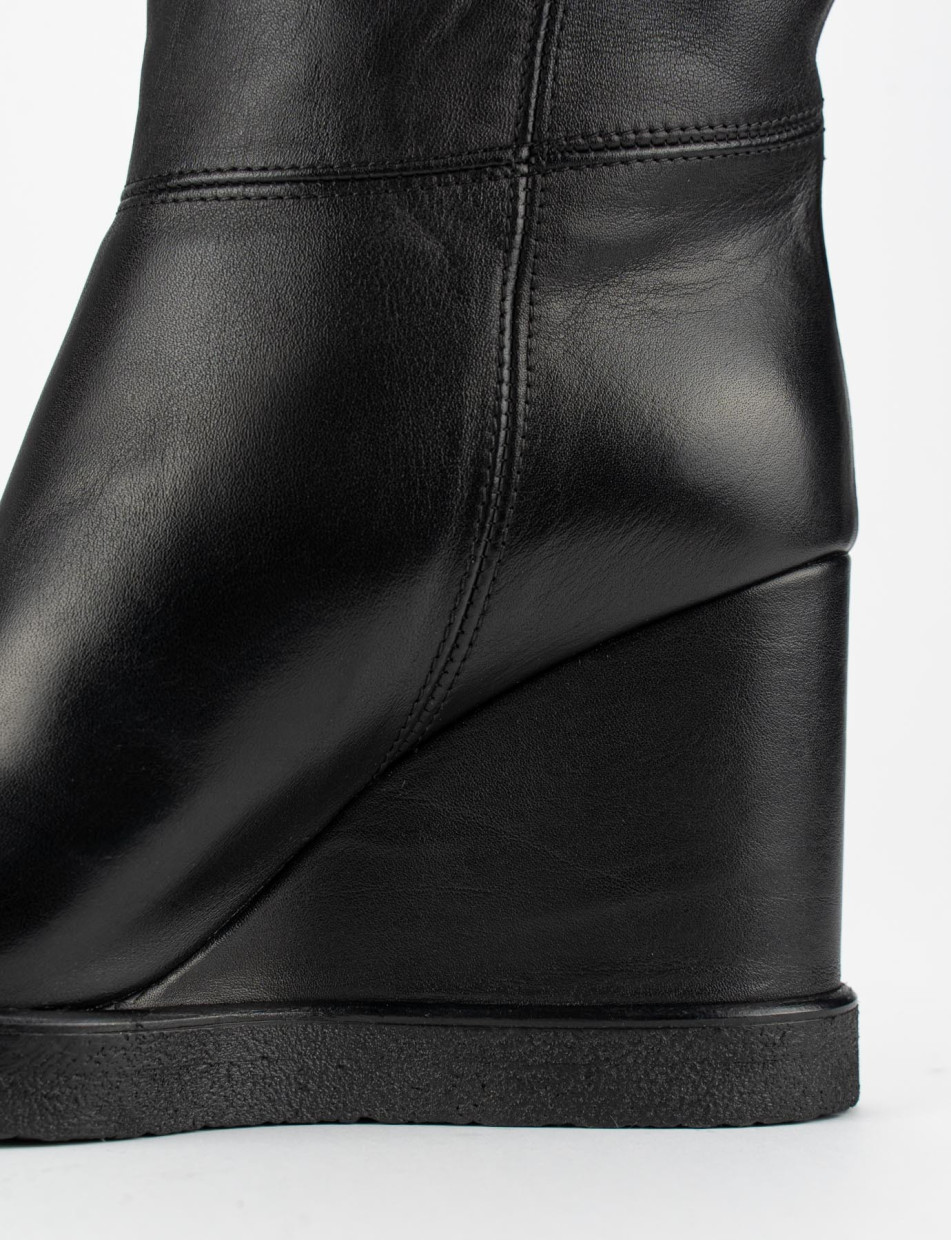 Botas de tacón alto tacón 10 cm negro cuero