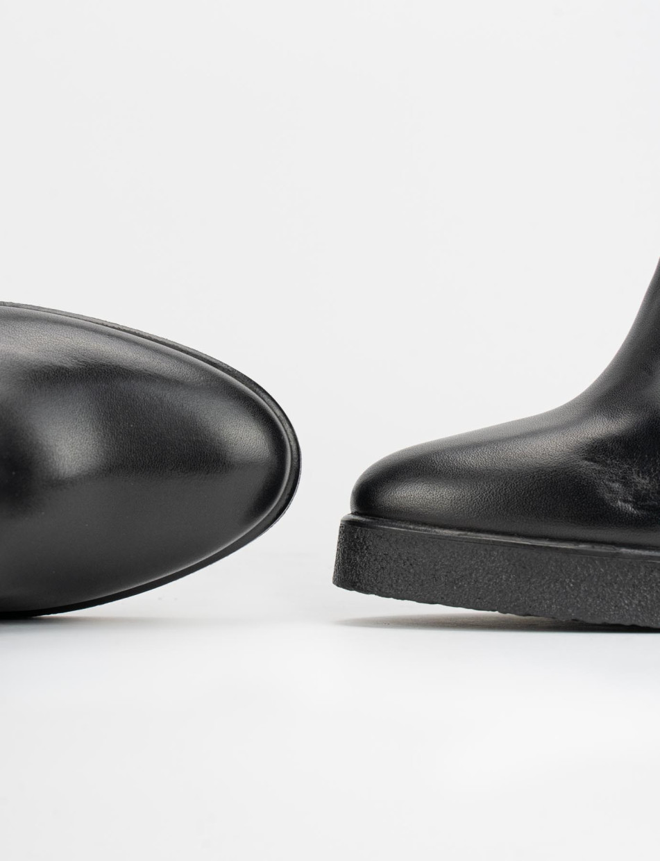 Botas de tacón alto tacón 10 cm negro cuero