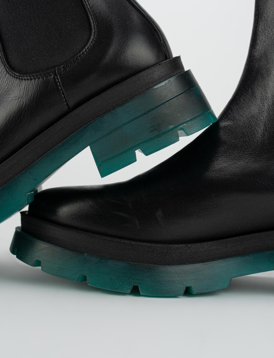 Low heel ankle boots heel 3 cm black leather