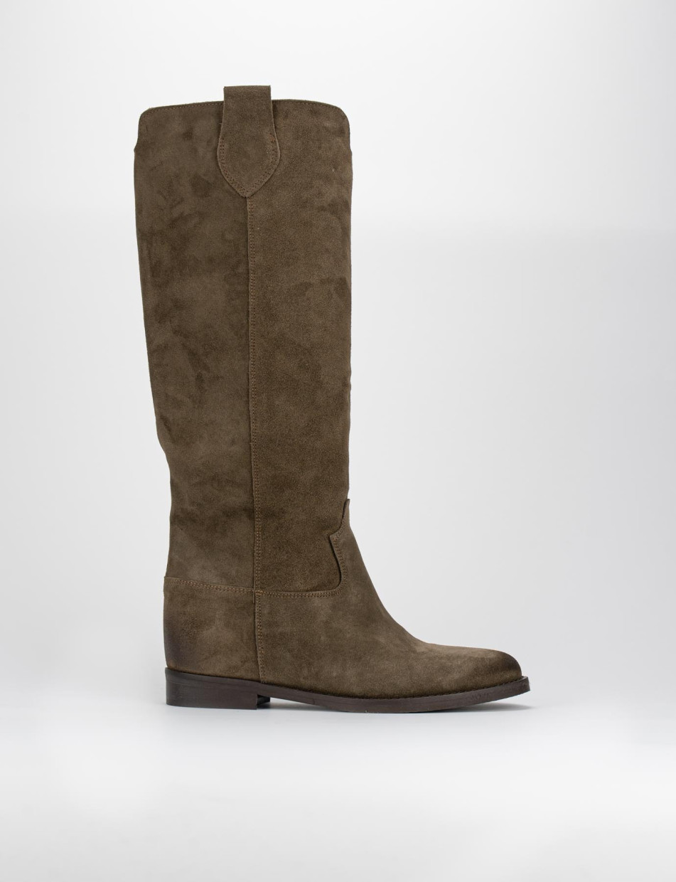 Botas de tacón bajo tacón 3 cm beis ante