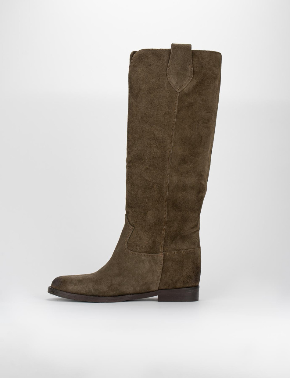 Botas de tacón bajo tacón 3 cm beis ante