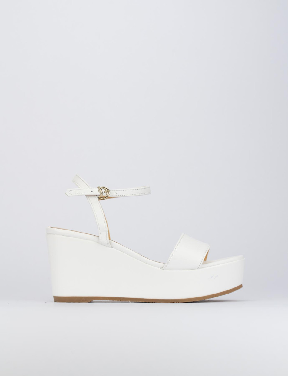 Sandalo zeppa 8 cm bianco pelle