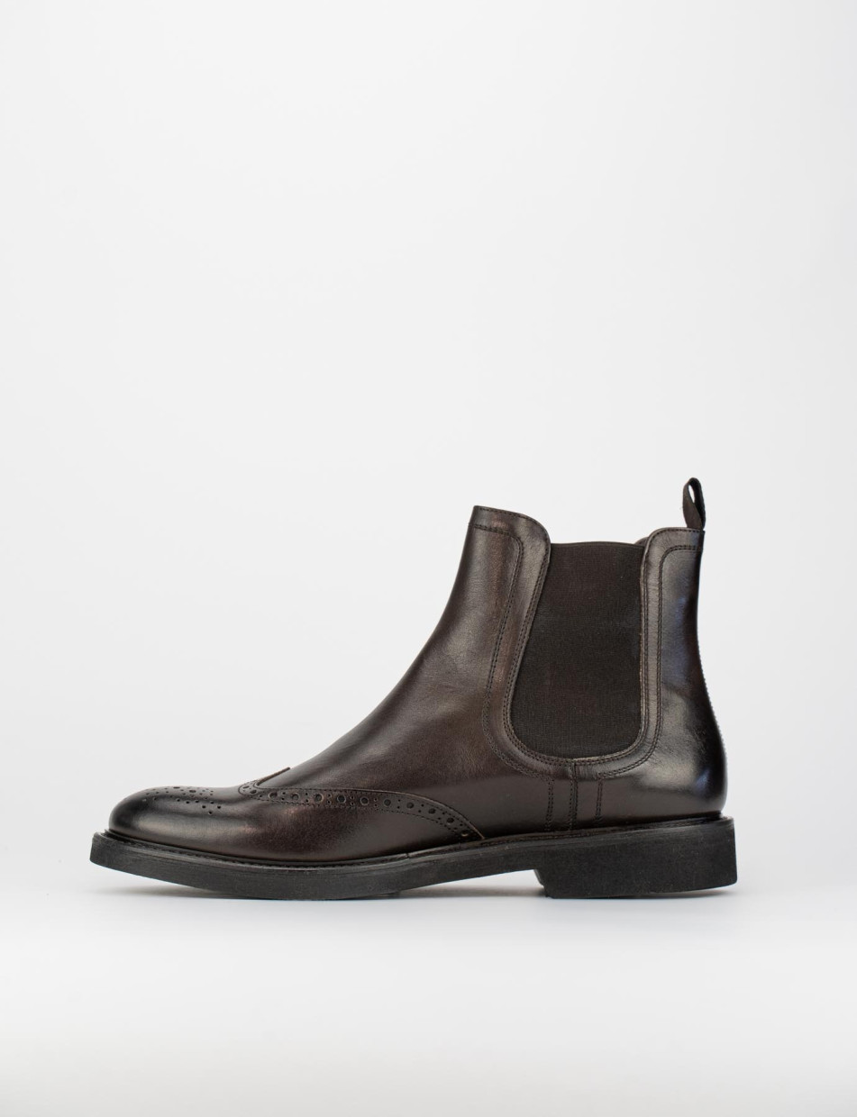 Botines tacón 2 cm marrón oscuro cuero