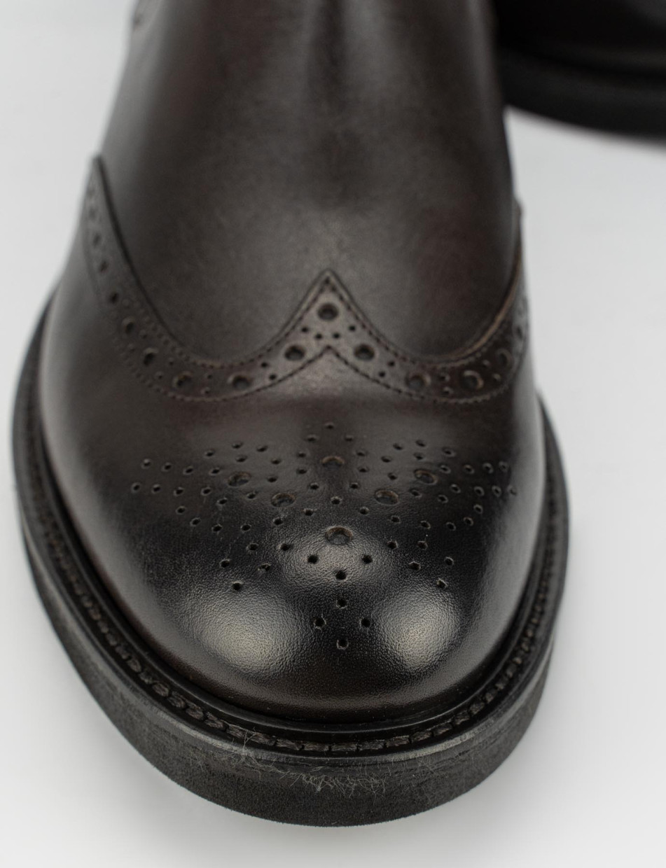 Botines tacón 2 cm marrón oscuro cuero
