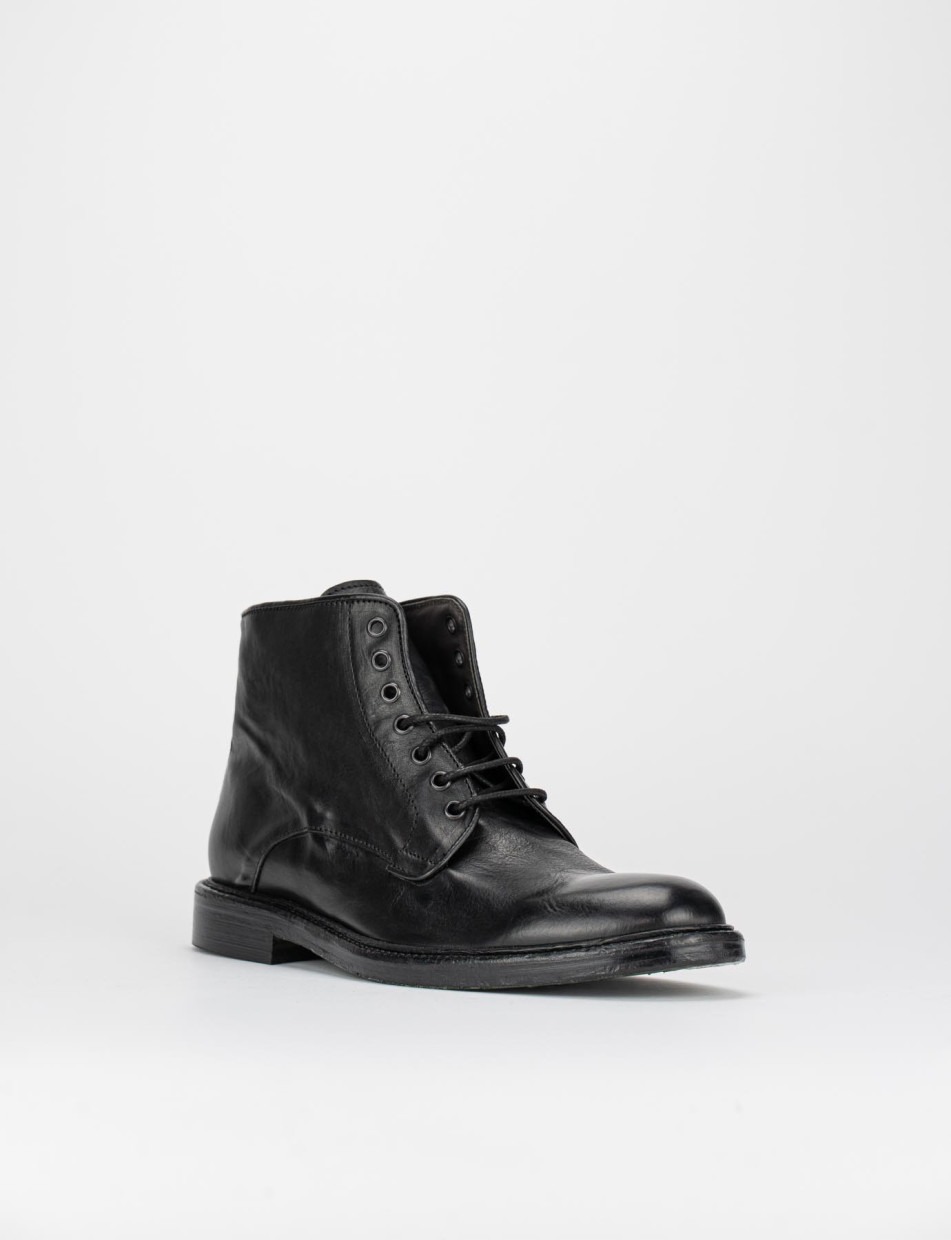 Botas militares tacón 2 cm negro cuero