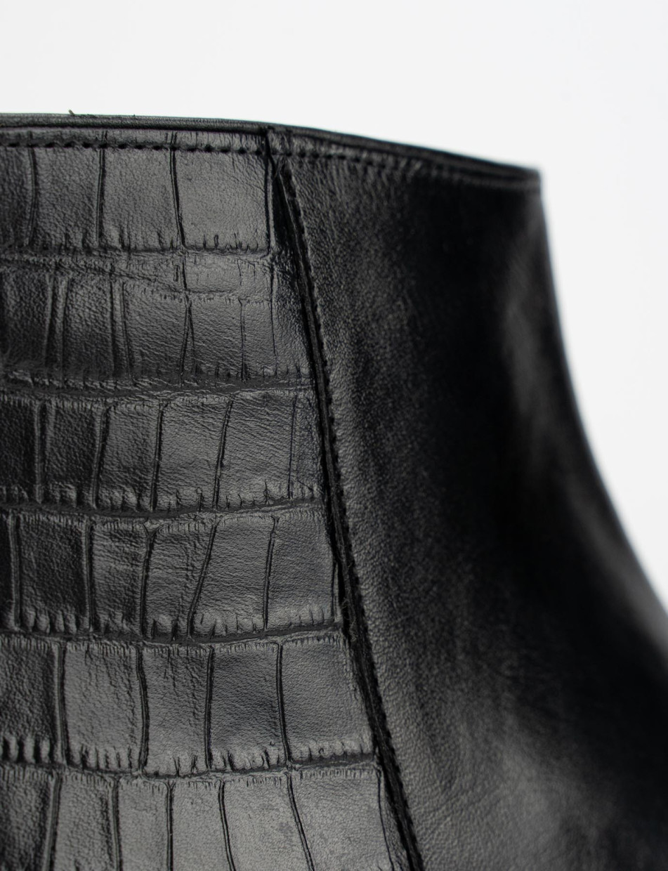 Botines de tacón bajo tacón 3 cm negro cuero