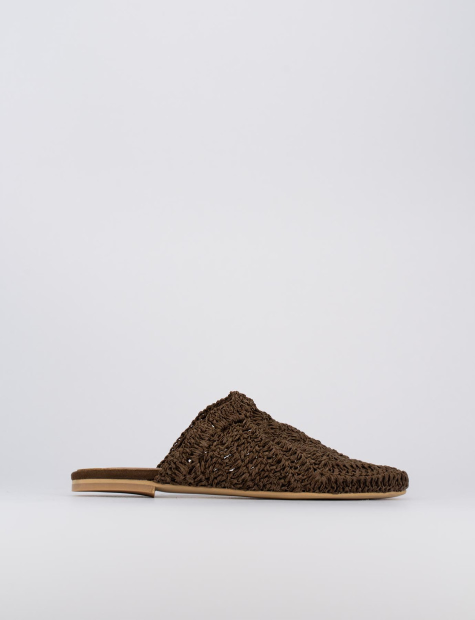 Zuecos con tacón tacón 1 cm marrón oscuro tejido