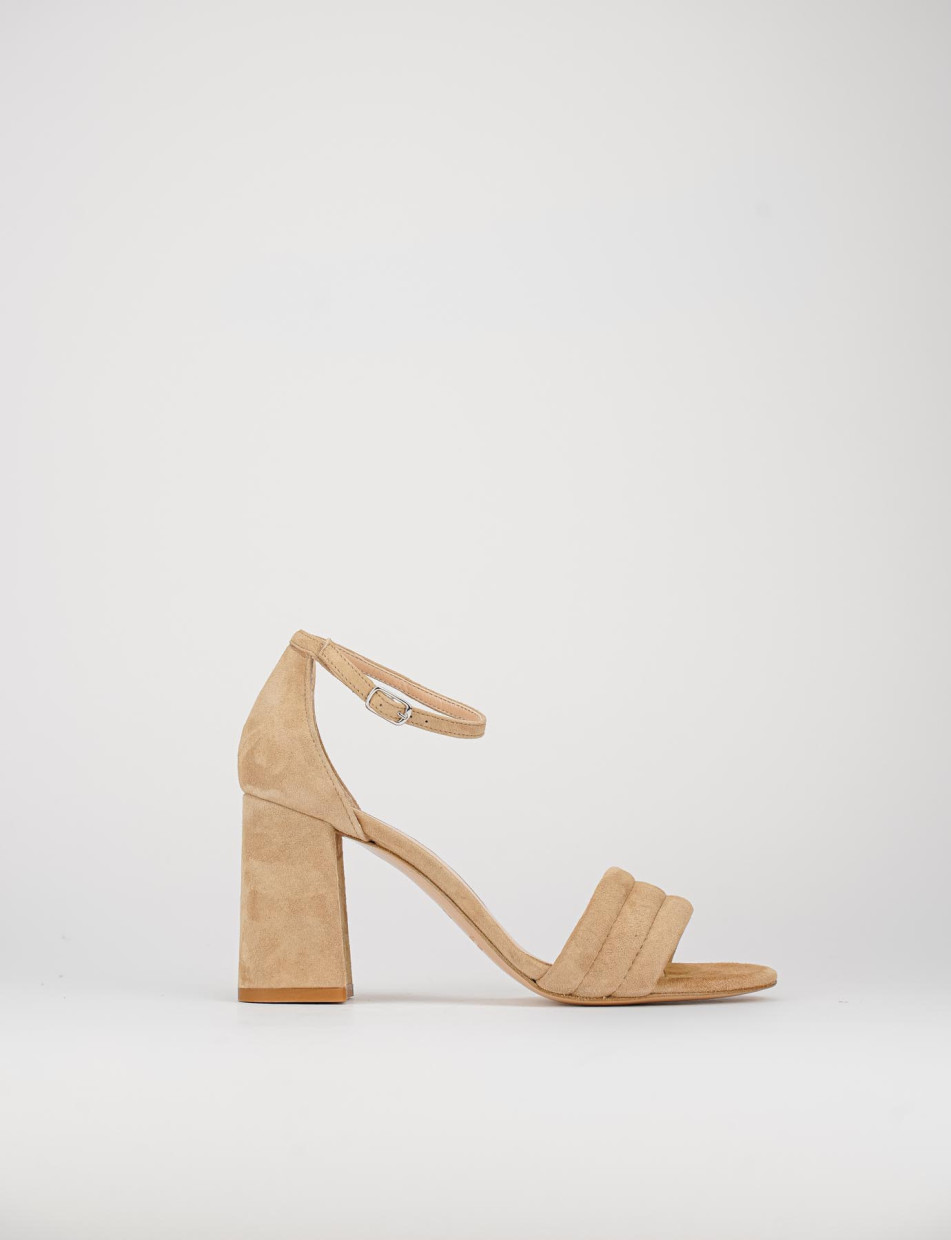 Sandalias de tacón alto tacón 8 cm beis ante