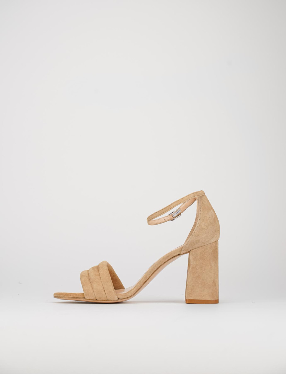 Sandalias de tacón alto tacón 8 cm beis ante