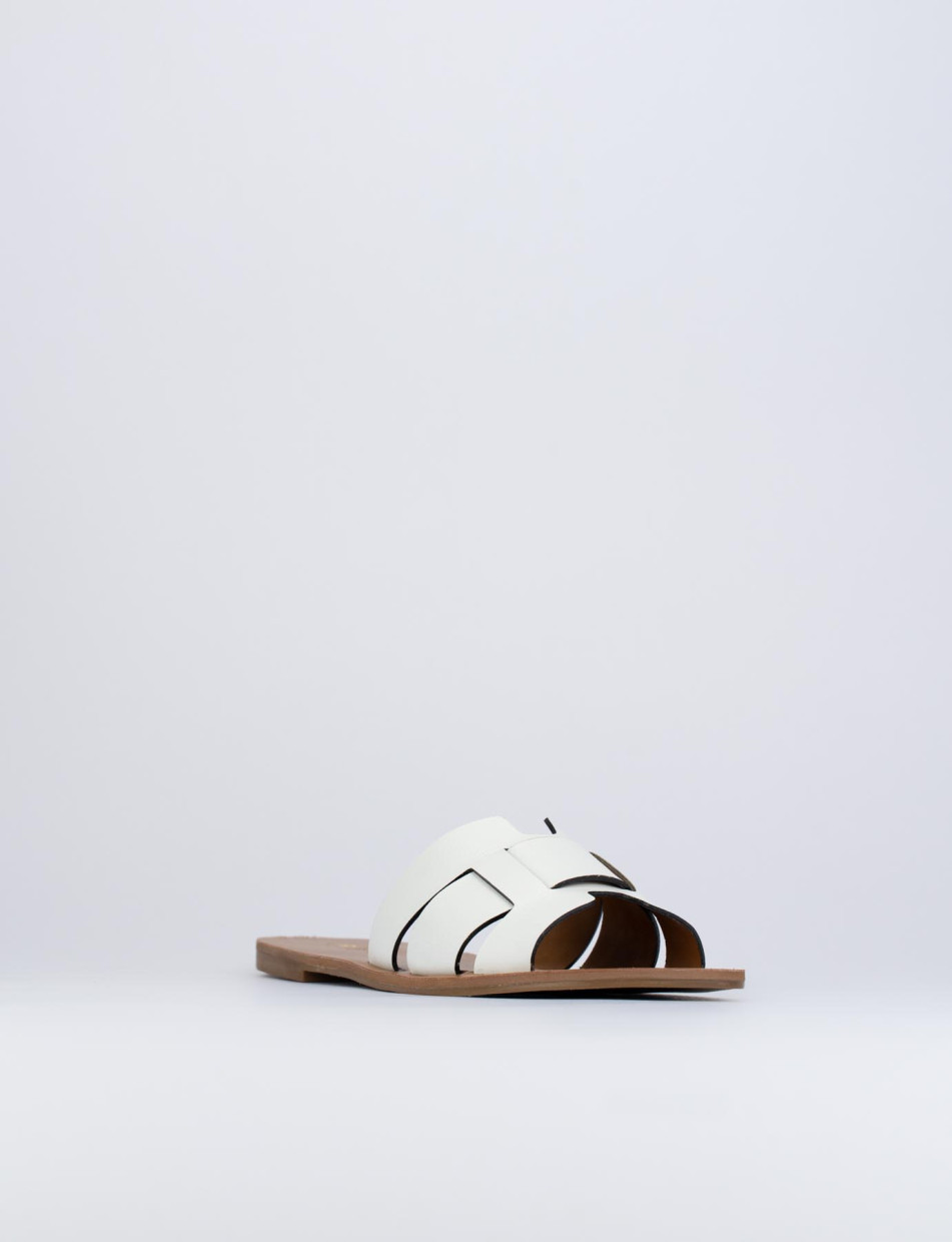 Mules tacón 1 cm blanco cuero
