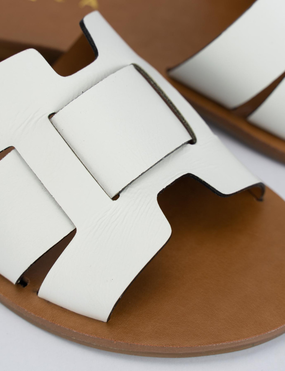 Mules tacón 1 cm blanco cuero