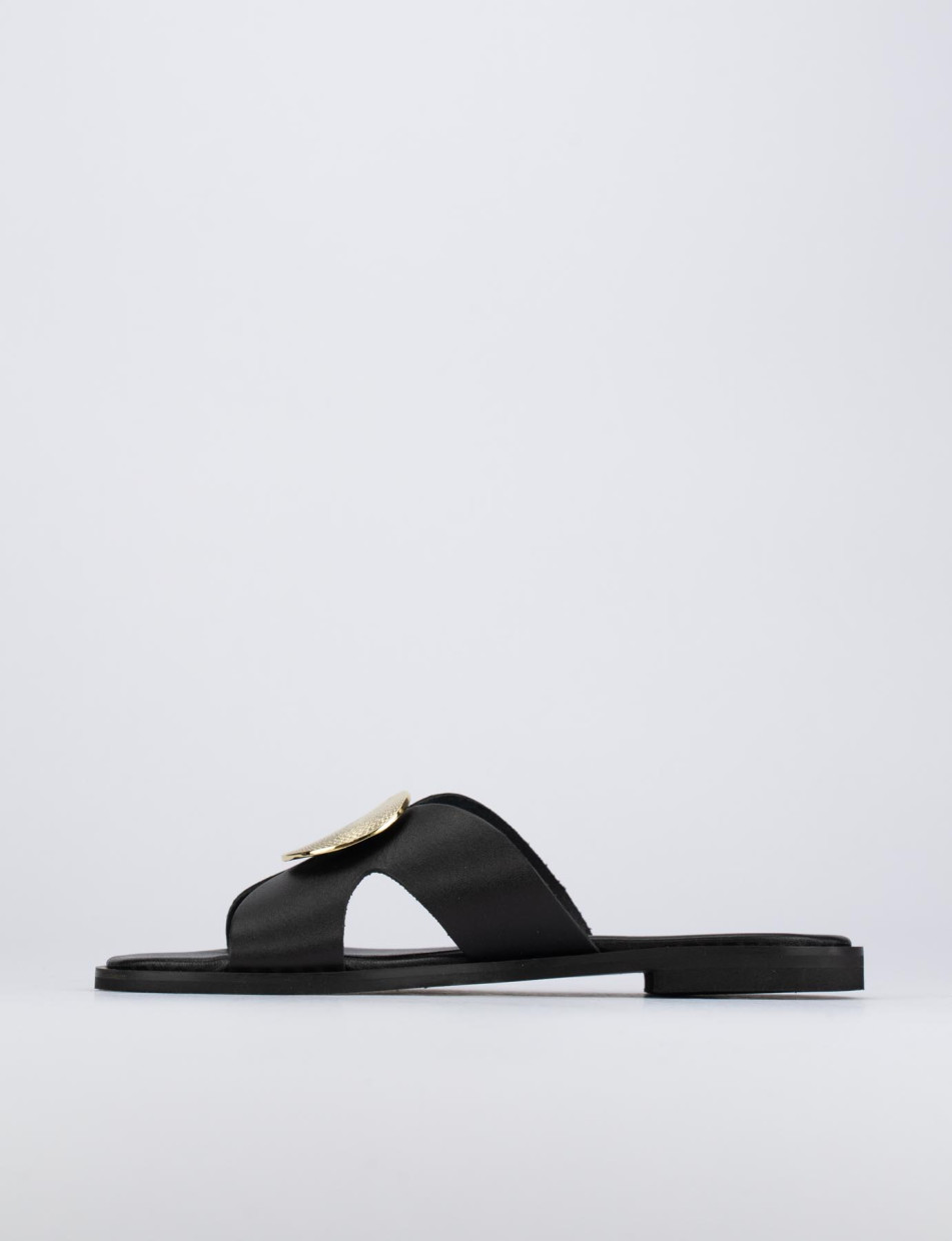 Mules tacón 1 cm negro cuero