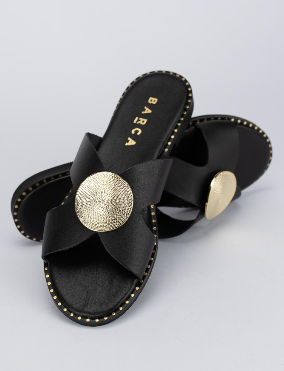 Mules tacón 1 cm negro cuero