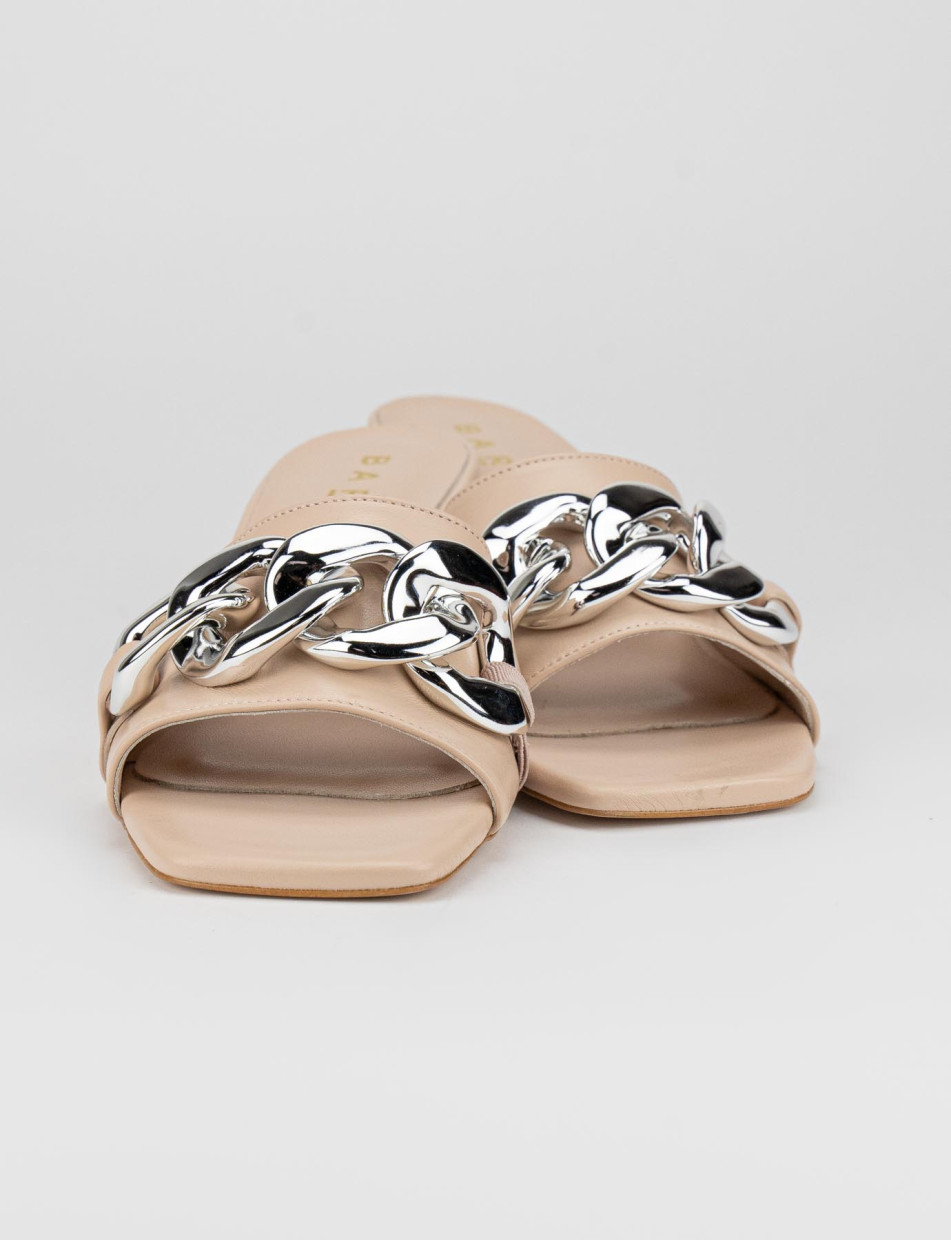 Mules tacón 5 cm rosa cuero