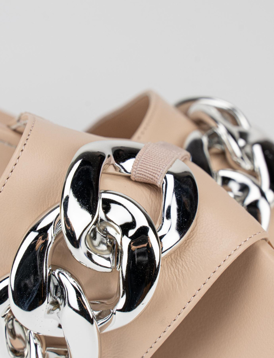 Mules tacón 5 cm rosa cuero