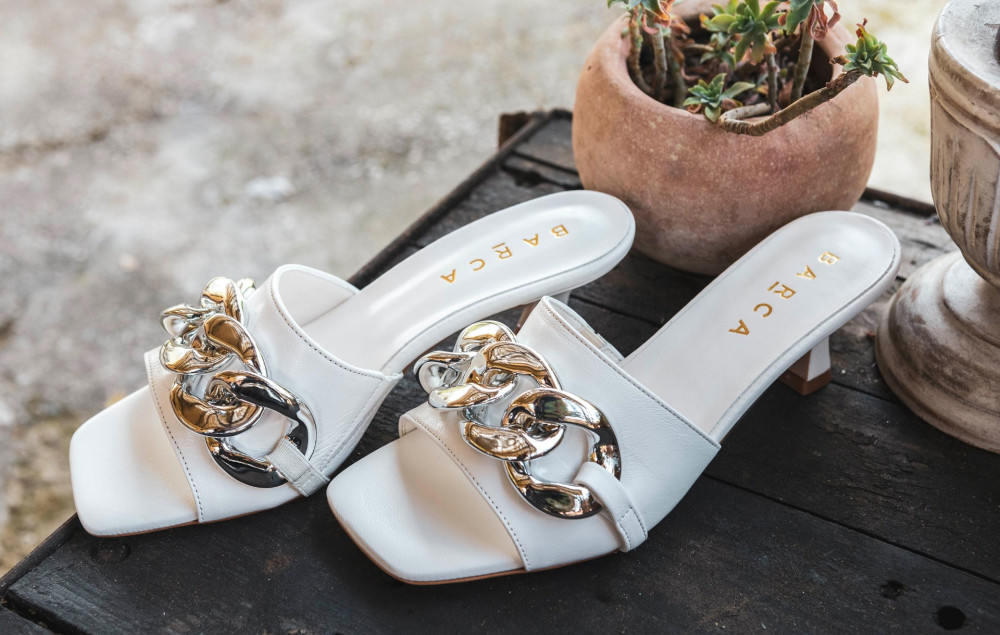 Mules tacón 5 cm blanco cuero