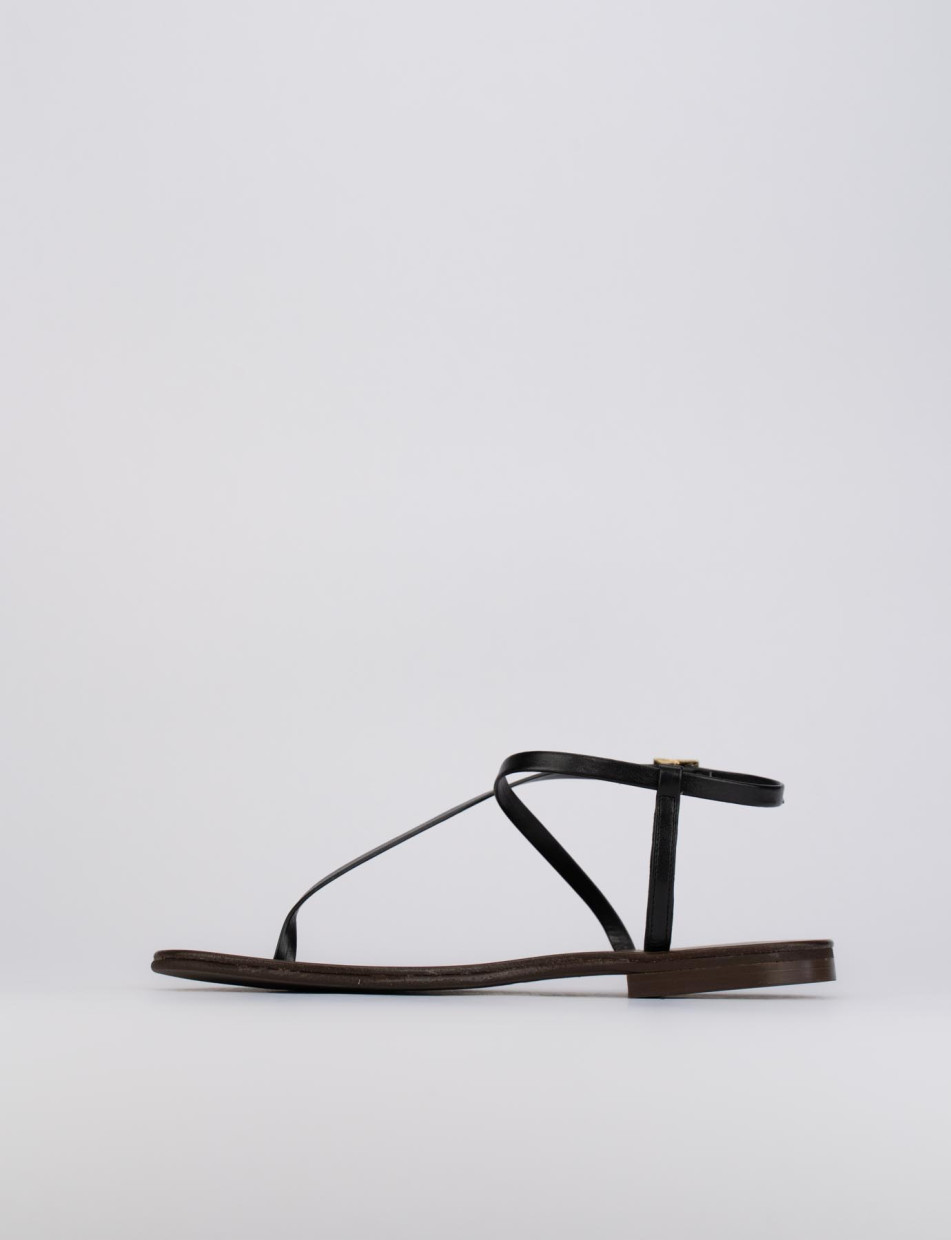 Flip flops heel 1 cm black leather