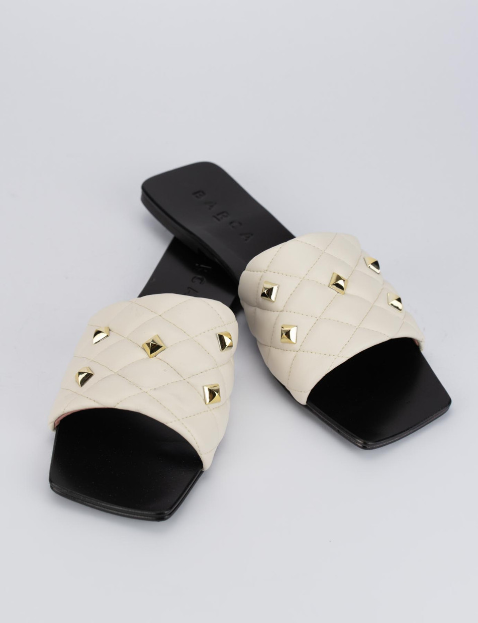 Mules tacón 1 cm blanco cuero