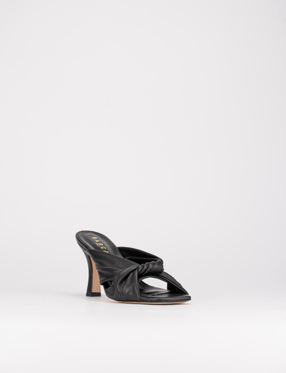 Mules tacón 8 cm negro cuero