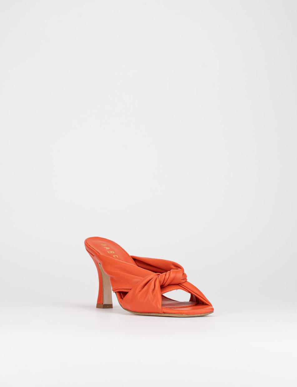 Mules tacón 8 cm rojo cuero