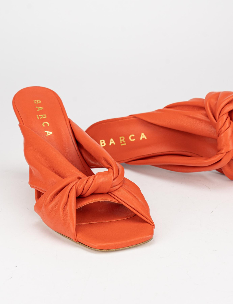 Mules tacón 8 cm rojo cuero