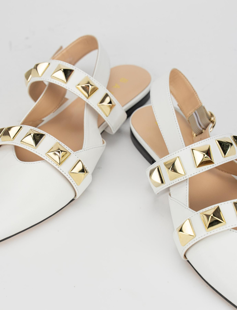 Bailarinas tacón 1 cm blanco cuero