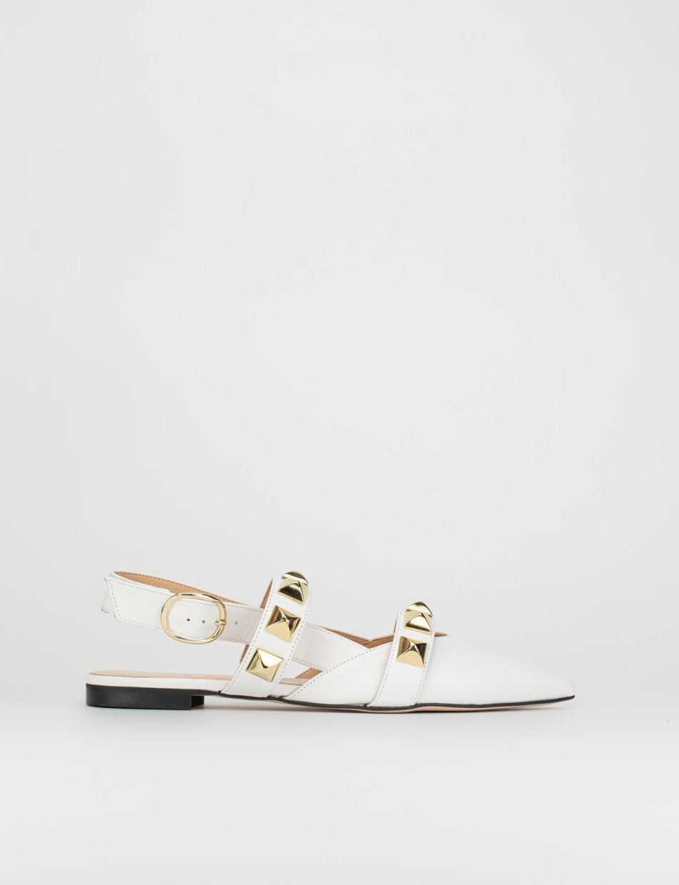 Bailarinas tacón 1 cm blanco cuero