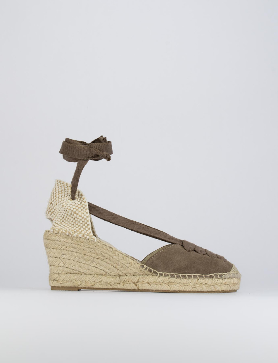 Alpargatas tacón 8 cm beis ante
