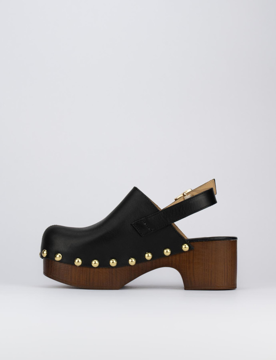 Sandalias de tacón alto tacón 5 cm negro cuero