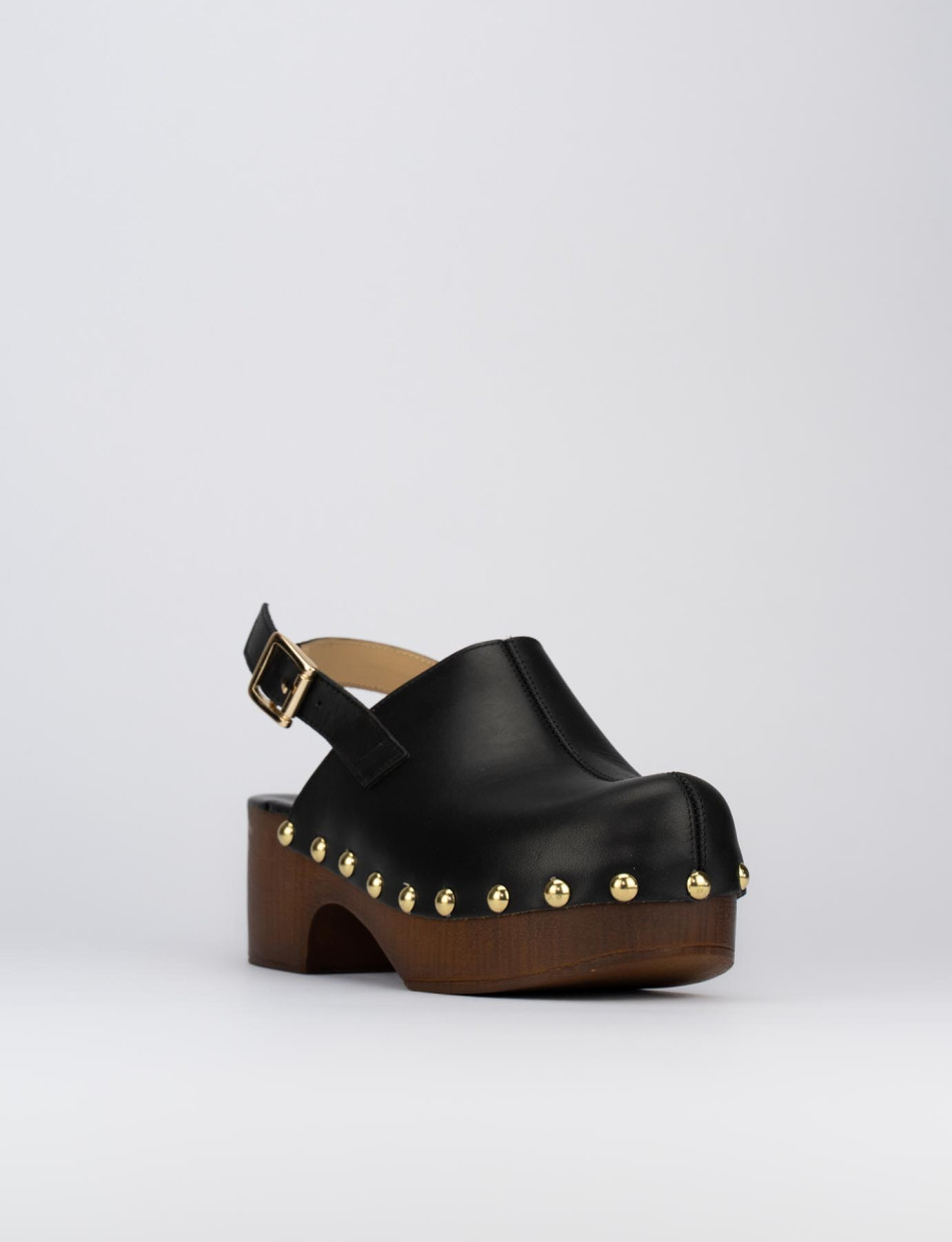 Sandalias de tacón alto tacón 5 cm negro cuero