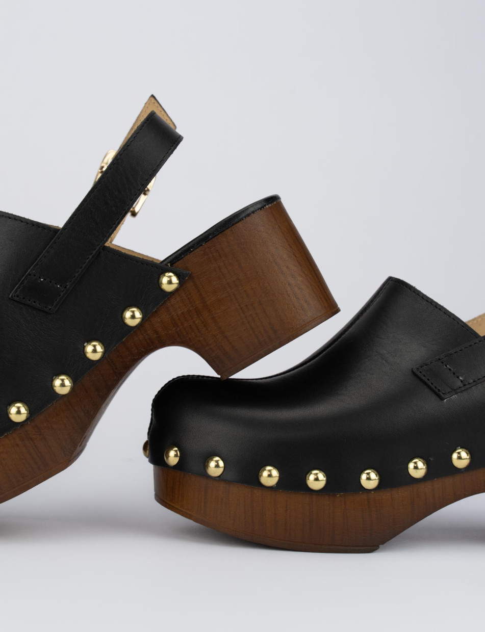 Sandalias de tacón alto tacón 5 cm negro cuero