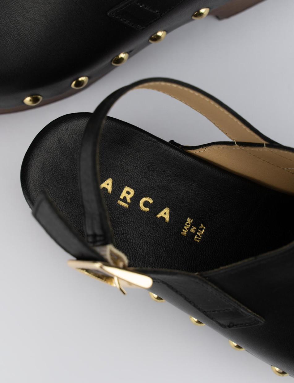 Sandalias de tacón alto tacón 5 cm negro cuero