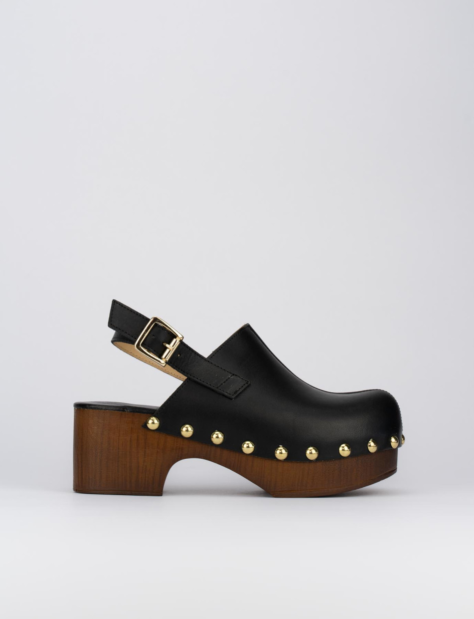 Sandalias de tacón alto tacón 5 cm negro cuero