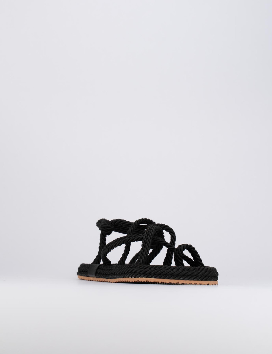 Sandalias de dedo tacón 1 cm negro tejido