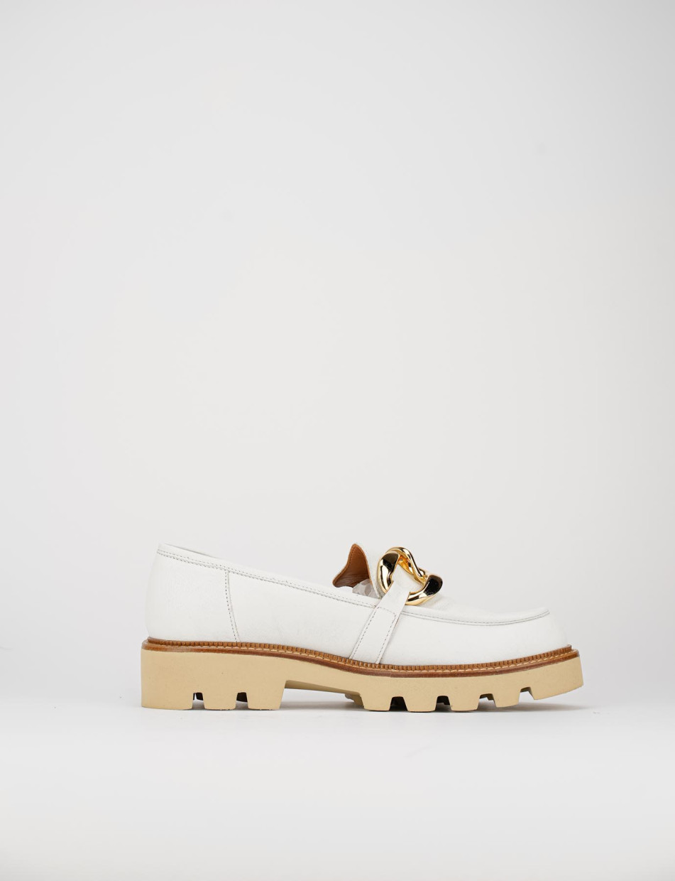 Mocasines tacón 1 cm blanco cuero