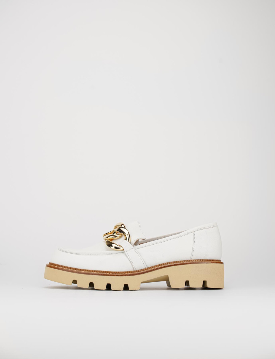 Mocasines tacón 1 cm blanco cuero