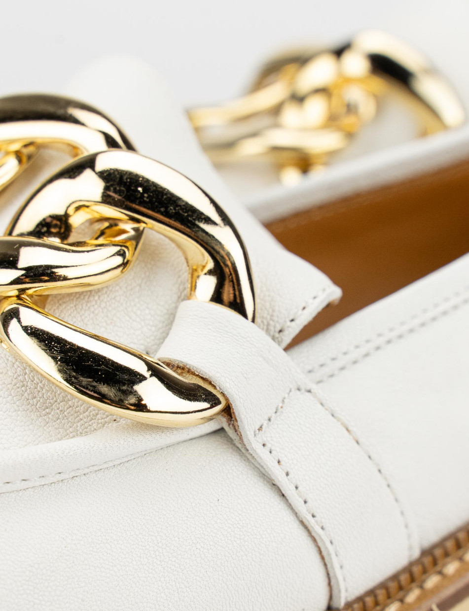 Mocasines tacón 1 cm blanco cuero