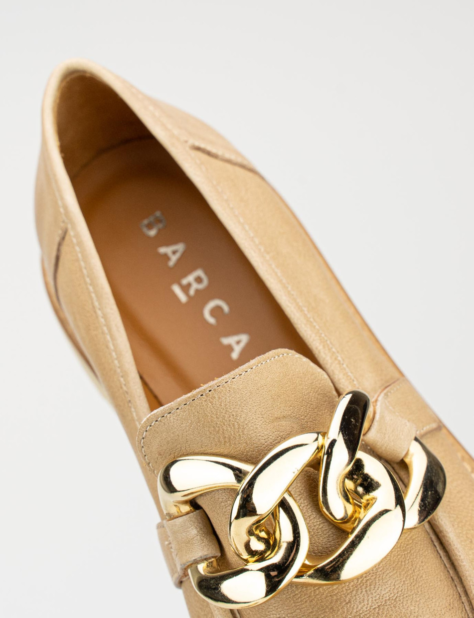 Mocasines tacón 1 cm marrón cuero