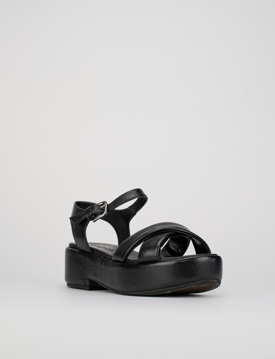 Sandalo tacco 1 m nero pelle