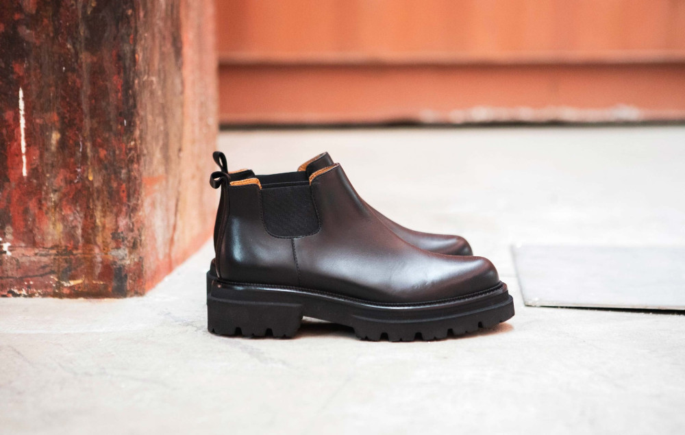 Botines de tacón bajo tacón 1 cm negro cuero