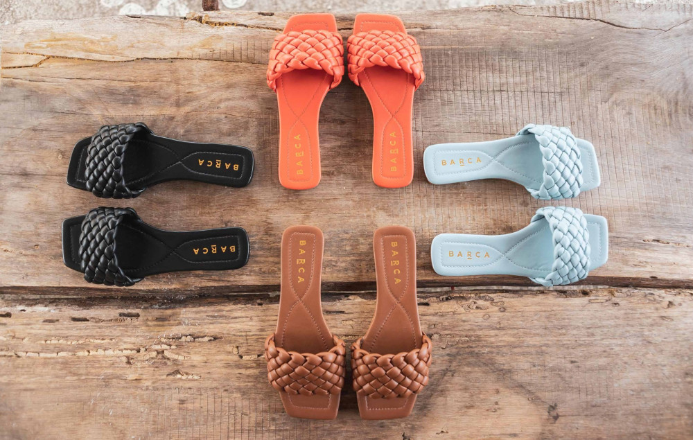 Mules tacón 1 cm naranja cuero
